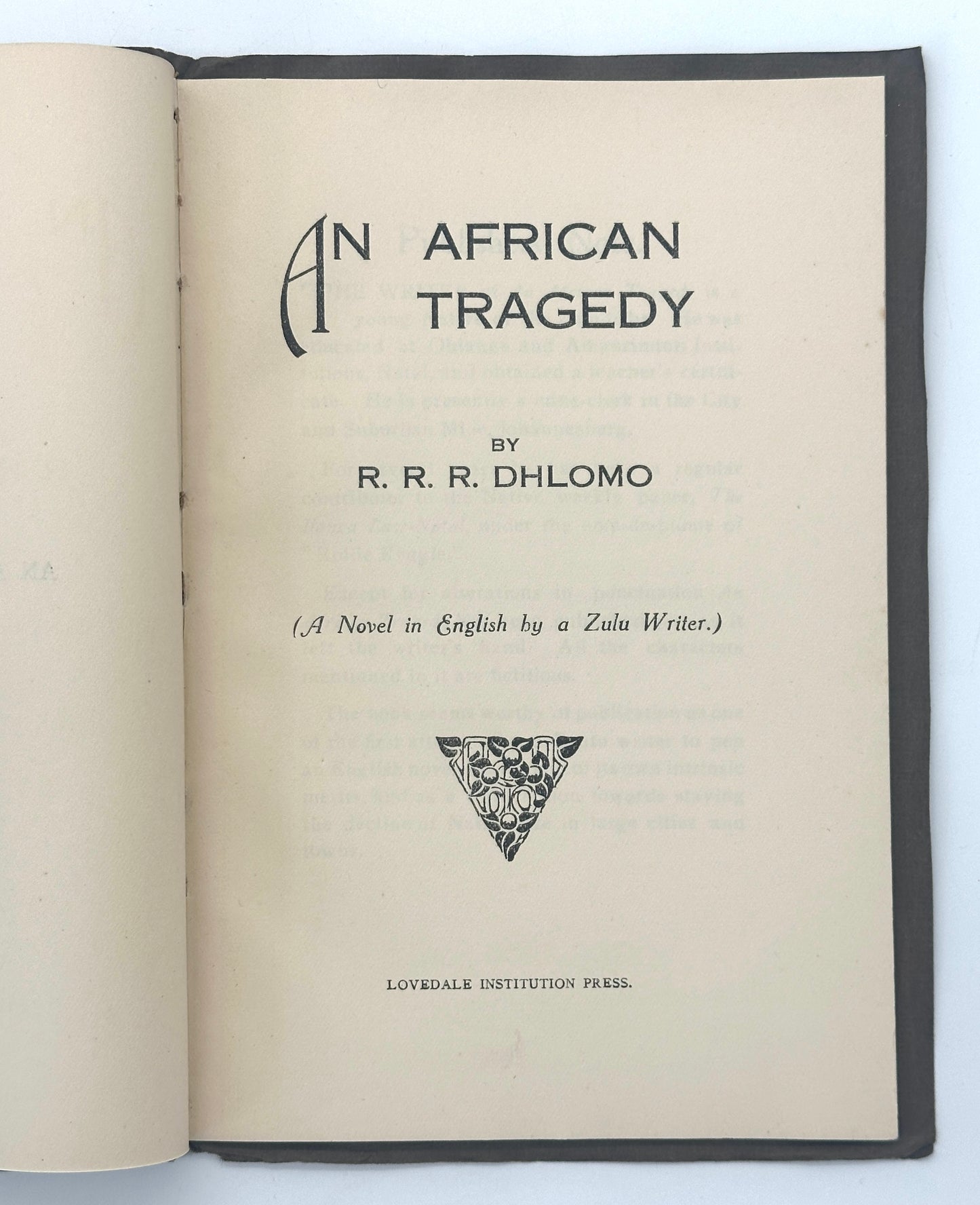 An African Tragedy by R.R.R. Dhlomo