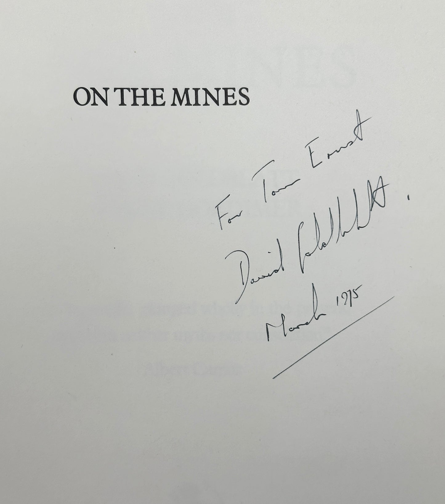 On the Mines by David Goldblatt (Signed and Inscribed, 1st Edition)
