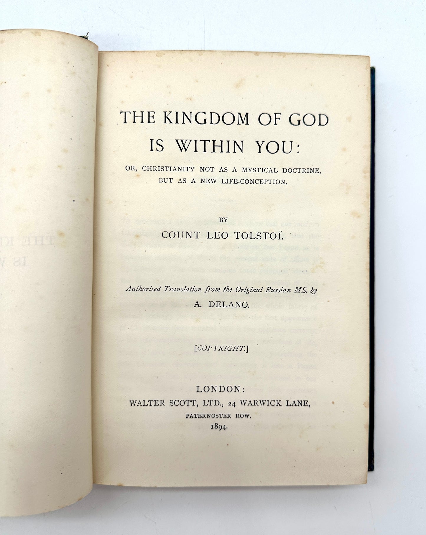 The Kingdom of God is Within You by Count Lyof N. Tolstoi