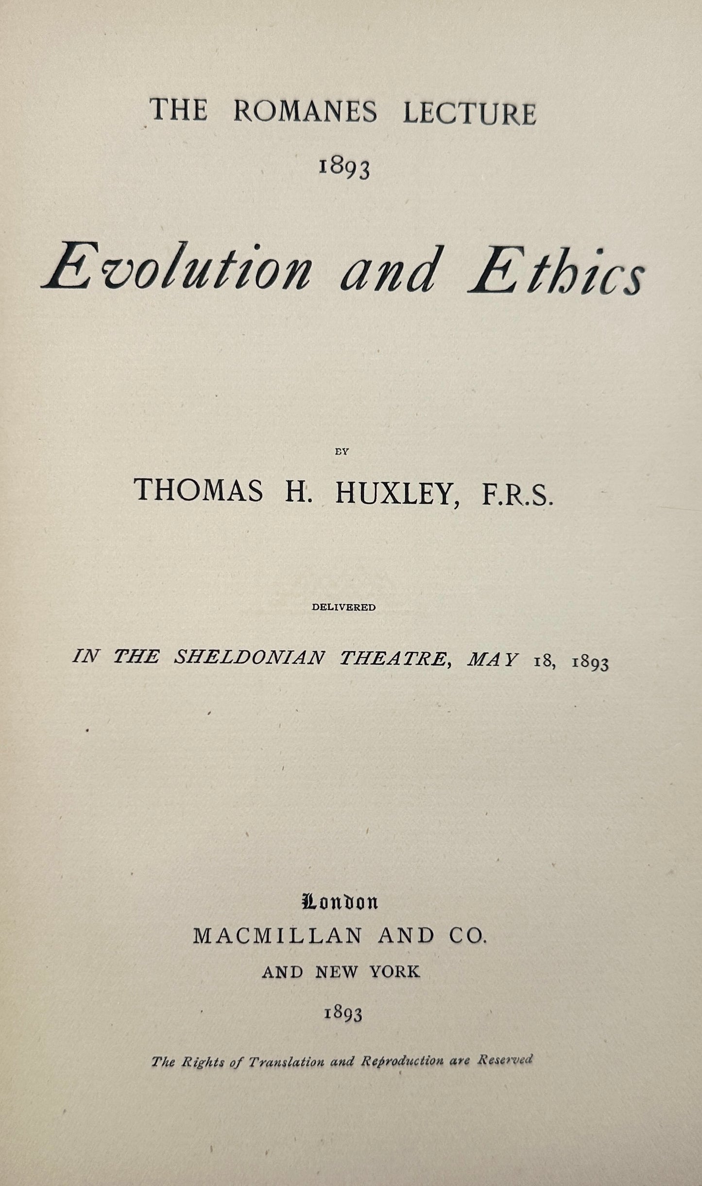 Obituary Notice of Charles Darwin and Evolution and Ethics by Thomas H. Huxley