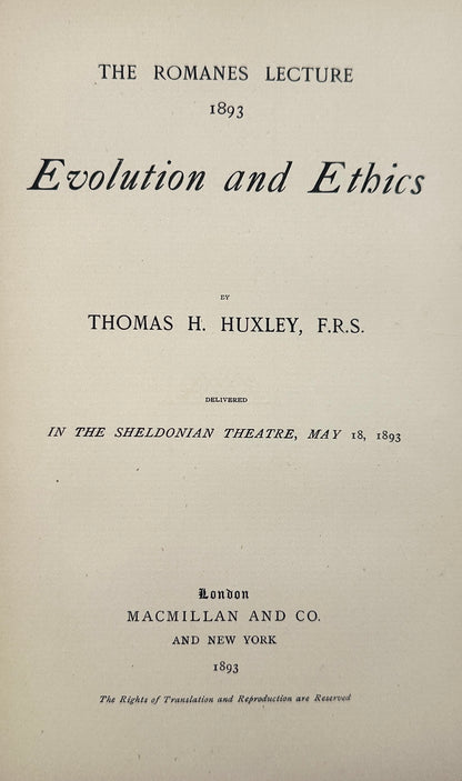 Obituary Notice of Charles Darwin and Evolution and Ethics by Thomas H. Huxley