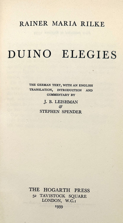 Duino Elegies by Rainer Maria Rilke