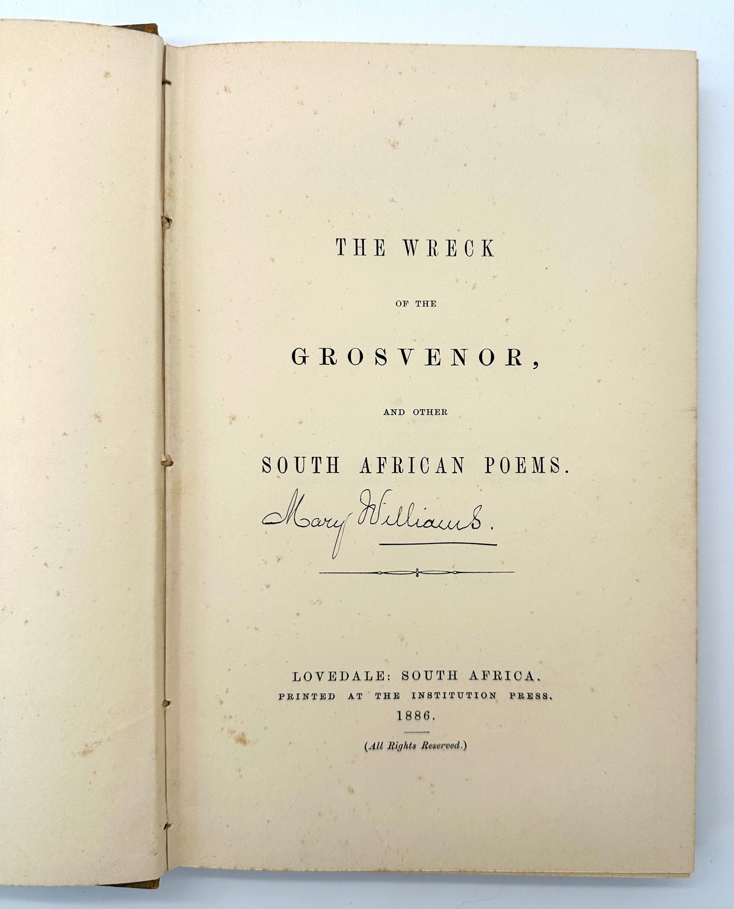 The Wreck of the Grosvenor and other South African Poems by W.C. Scully (With a curious atribution)