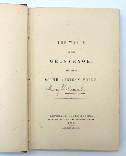 The Wreck of the Grosvenor and other South African Poems by W.C. Scully (With a curious atribution)