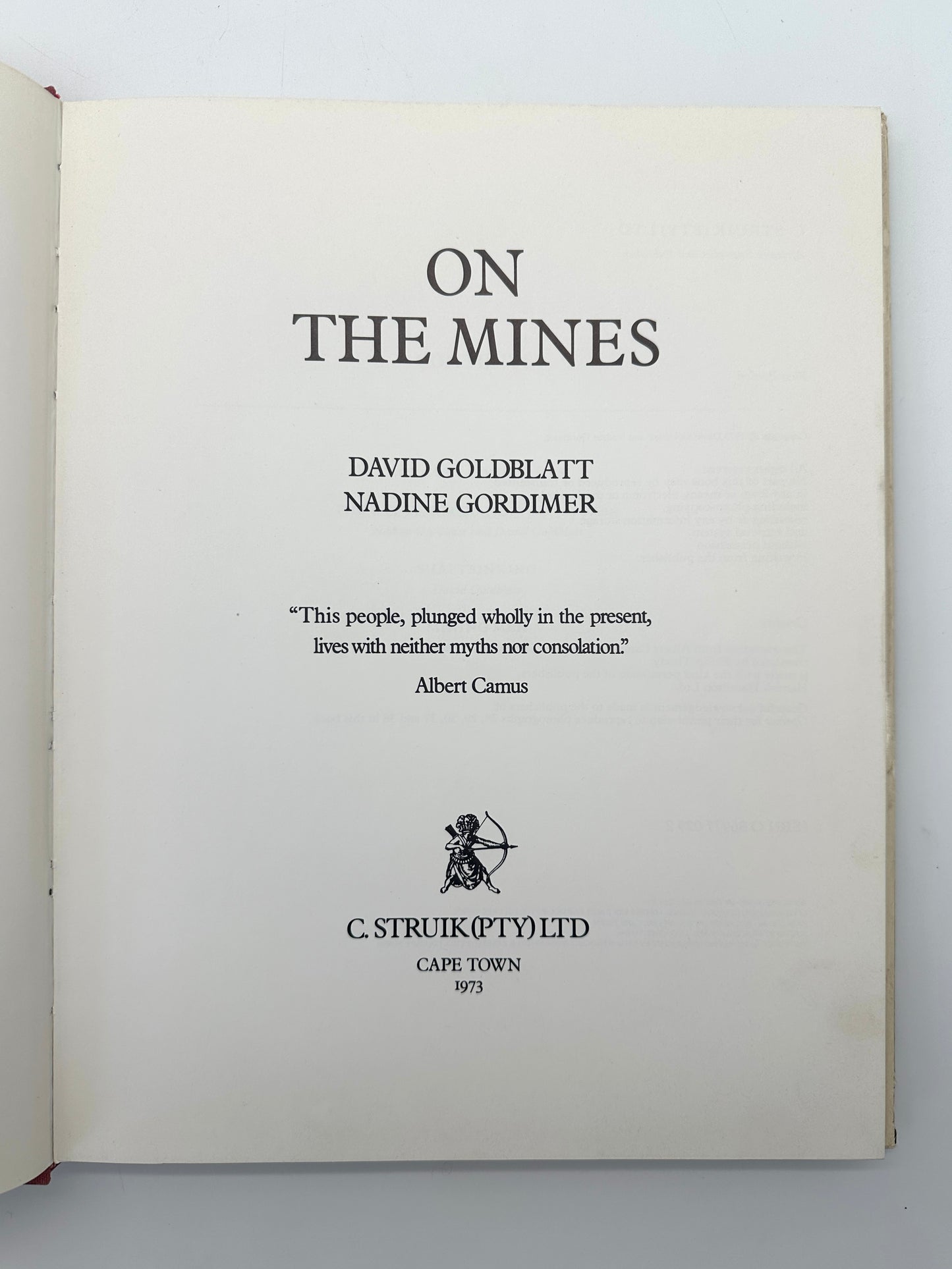 On the Mines by David Goldblatt (Signed and Inscribed, 1st Edition)