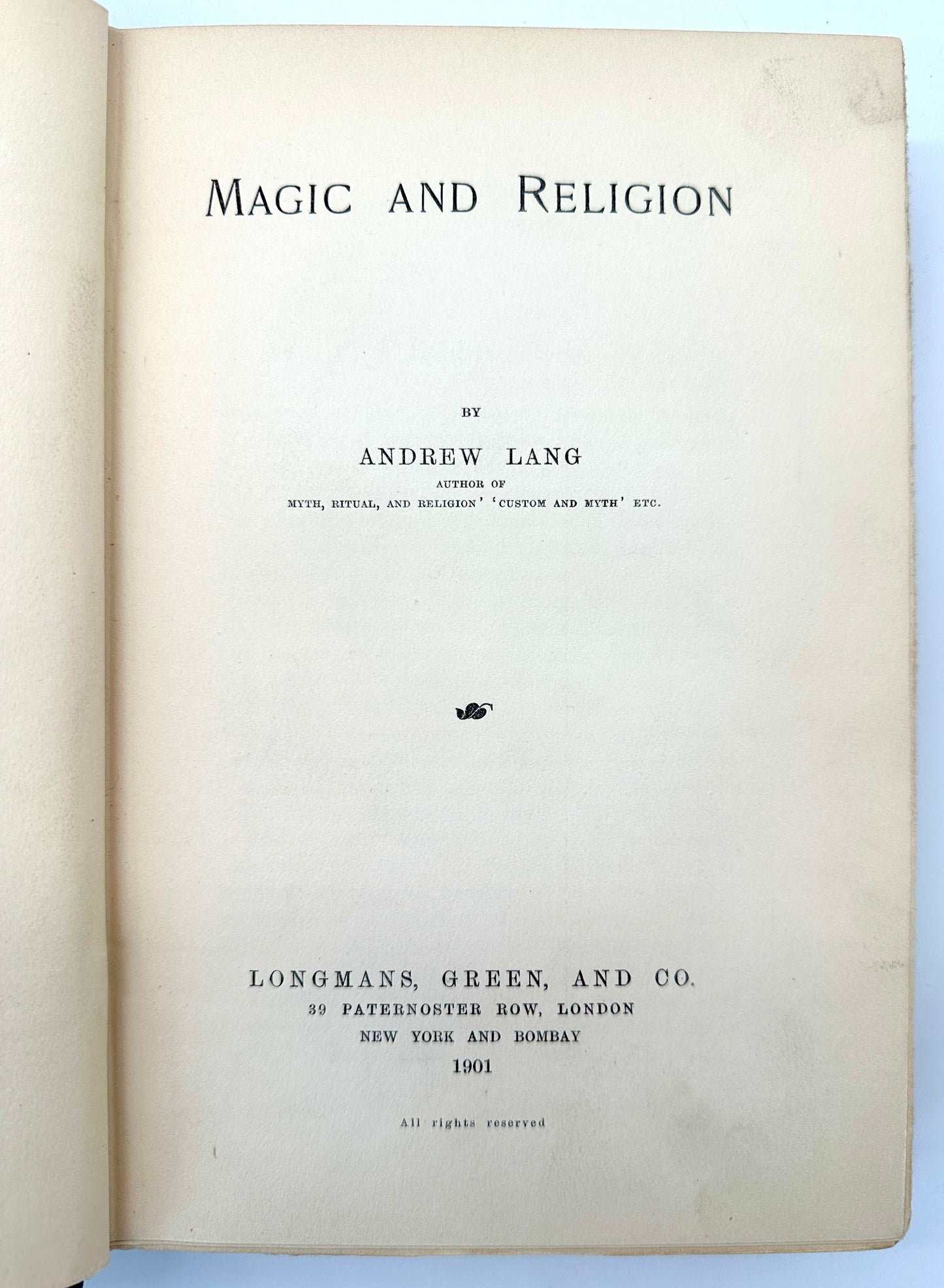 Magic and Religion by Andrew Lang (1st Edition)