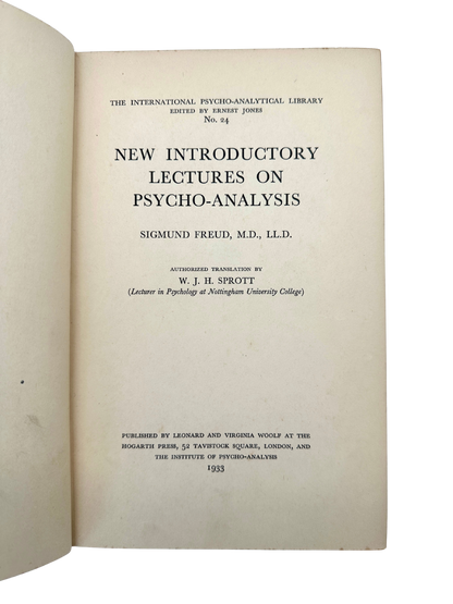 New Introductory Lectures on Psycho-Analysis by Sigmund Freud (1st Edition)