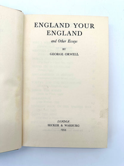 England Your England and Other Essays by George Orwell (1st Edition)