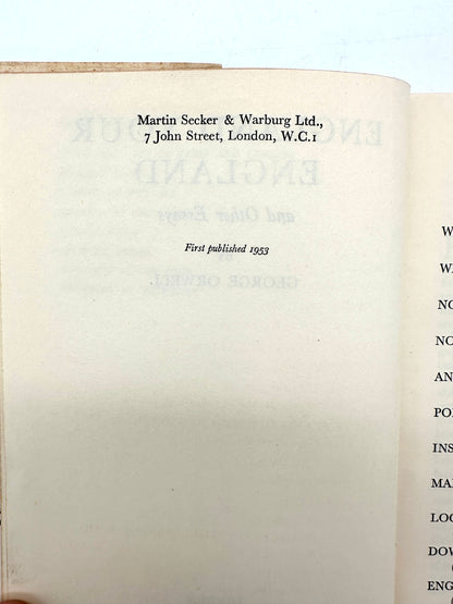England Your England and Other Essays by George Orwell (1st Edition)