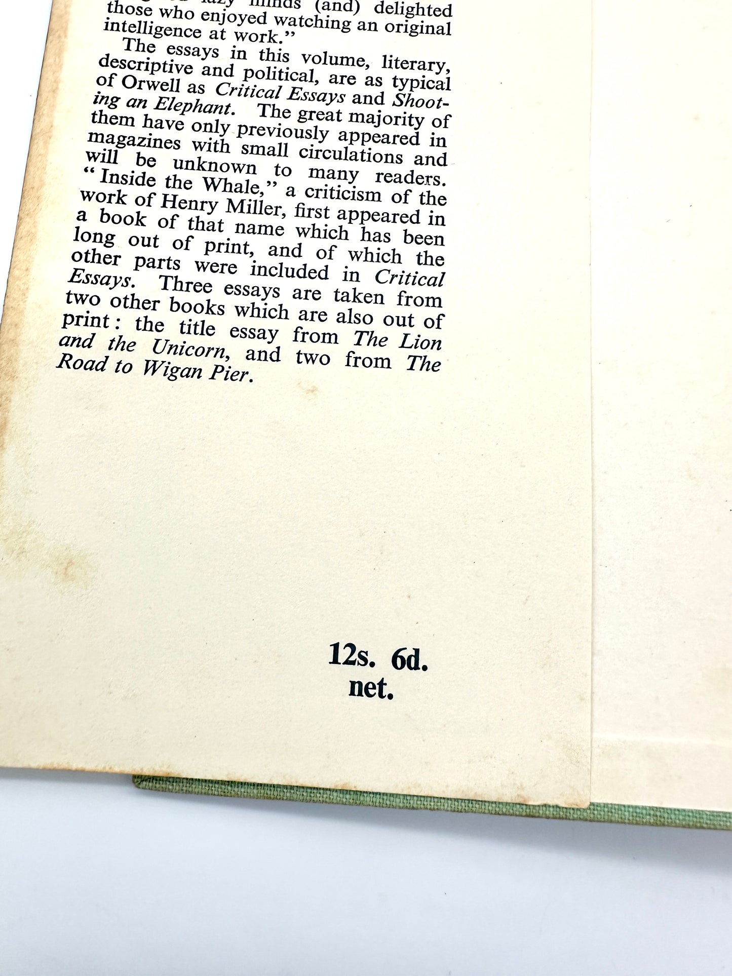 England Your England and Other Essays by George Orwell (1st Edition)