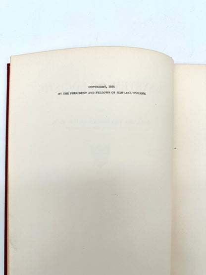 A System of Logistics by Willard Van Orman Quine (1st Edition of Quine's 1st Book)