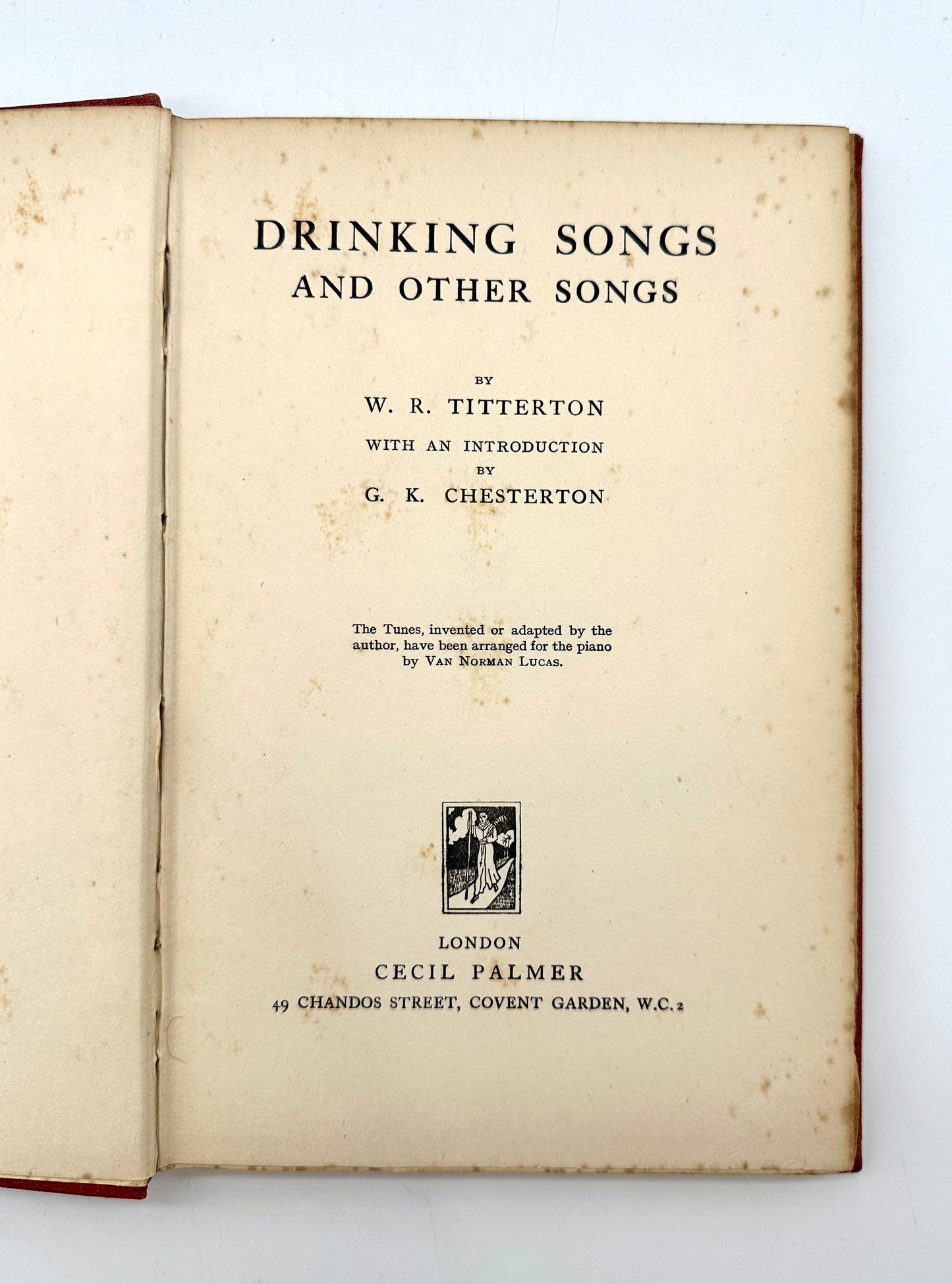 Drinking Songs and Other Songs by W.R. Titterton and C.K. Chesterton (Signed Association Copy)