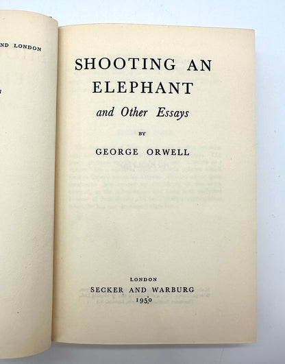 Shooting an Elephant and Other Essays by George Orwell (1st Edition)