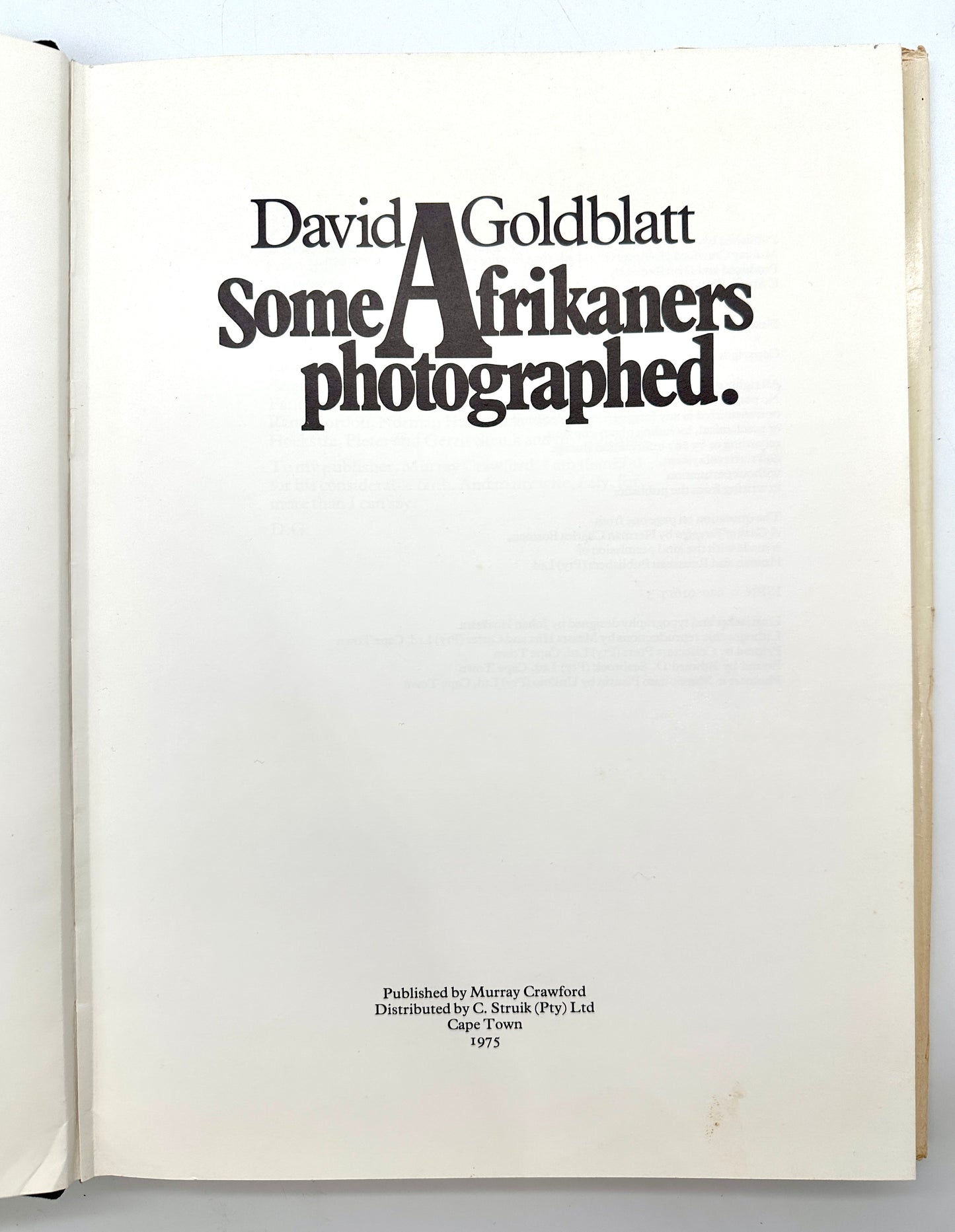 Some Afrikaners Photographed by David Goldblatt (Signed, Limited 1st Edition)