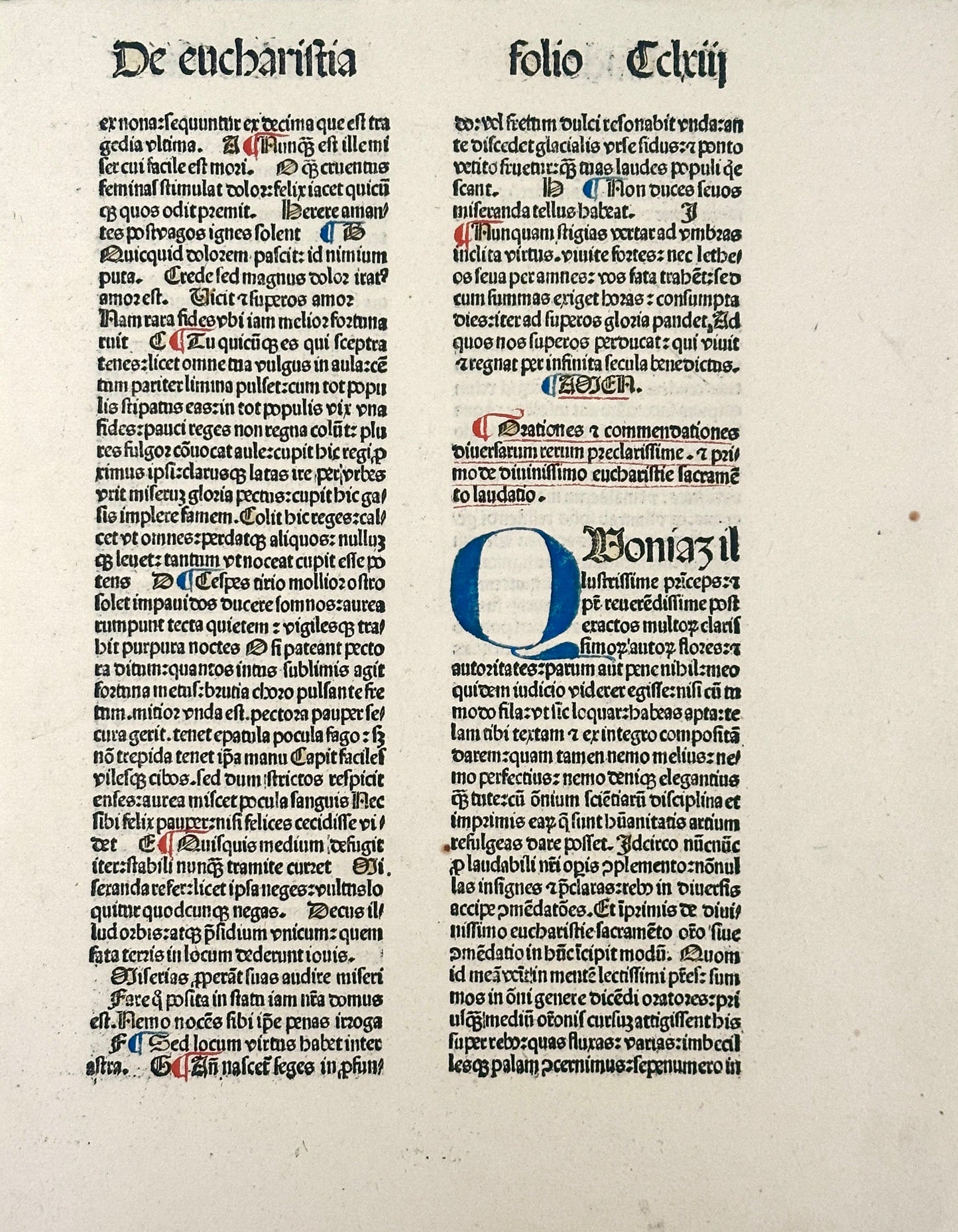 An Incunable Leaf (1483/4) from Margarita Poetica by Albrecht von Eyb
