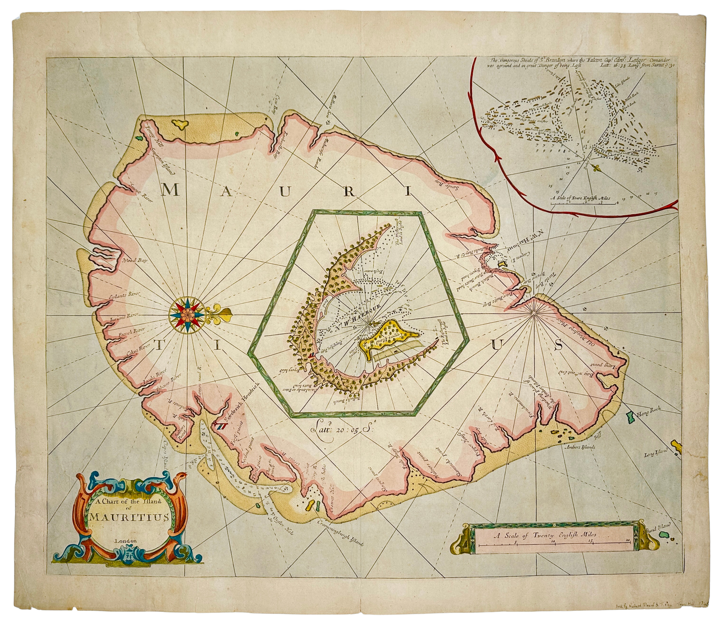 <b>MAURITIUS ca 1730</b><br> A Chart of the Island of Mauritius by John Thornton