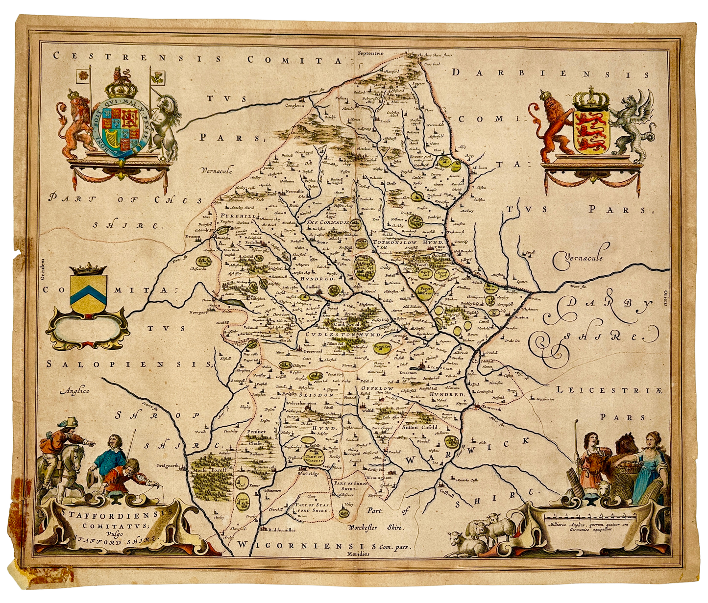 <b>STAFFORDSHIRE 1645</b><br>Staffordiensis Comitatus Vulgo Stafford Shire by Joan Blaeu