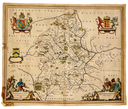 <b>STAFFORDSHIRE 1645</b><br>Staffordiensis Comitatus Vulgo Stafford Shire by Joan Blaeu