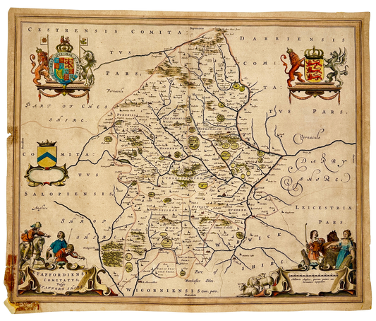 Staffordiensis Comitatus Vulgo Stafford Shire by Joan Blaeu