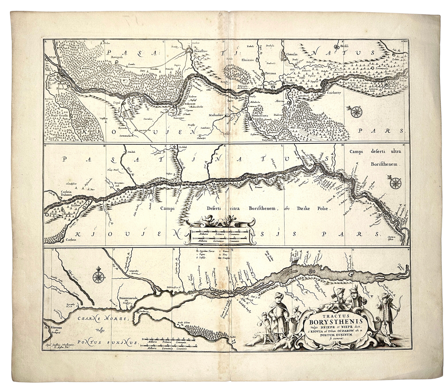 <b>UKRAINE 1680</b><br>Tractus Borysthenis Vulgo Dniepr et Niepr dicti, a Kiovia ad Urbum Oczakow ubi in Pontum Euxinum se exonerat by Jan Jansson & Moses Pitt