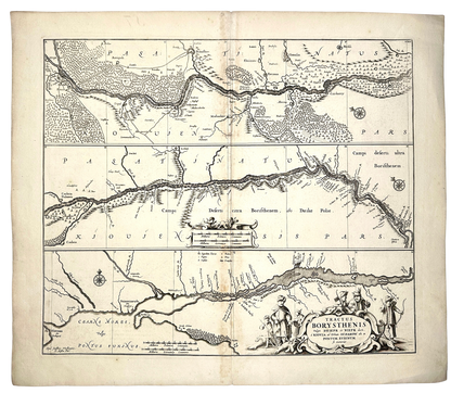 <b>UKRAINE 1680</b><br>Tractus Borysthenis Vulgo Dniepr et Niepr dicti, a Kiovia ad Urbum Oczakow ubi in Pontum Euxinum se exonerat by Jan Jansson & Moses Pitt