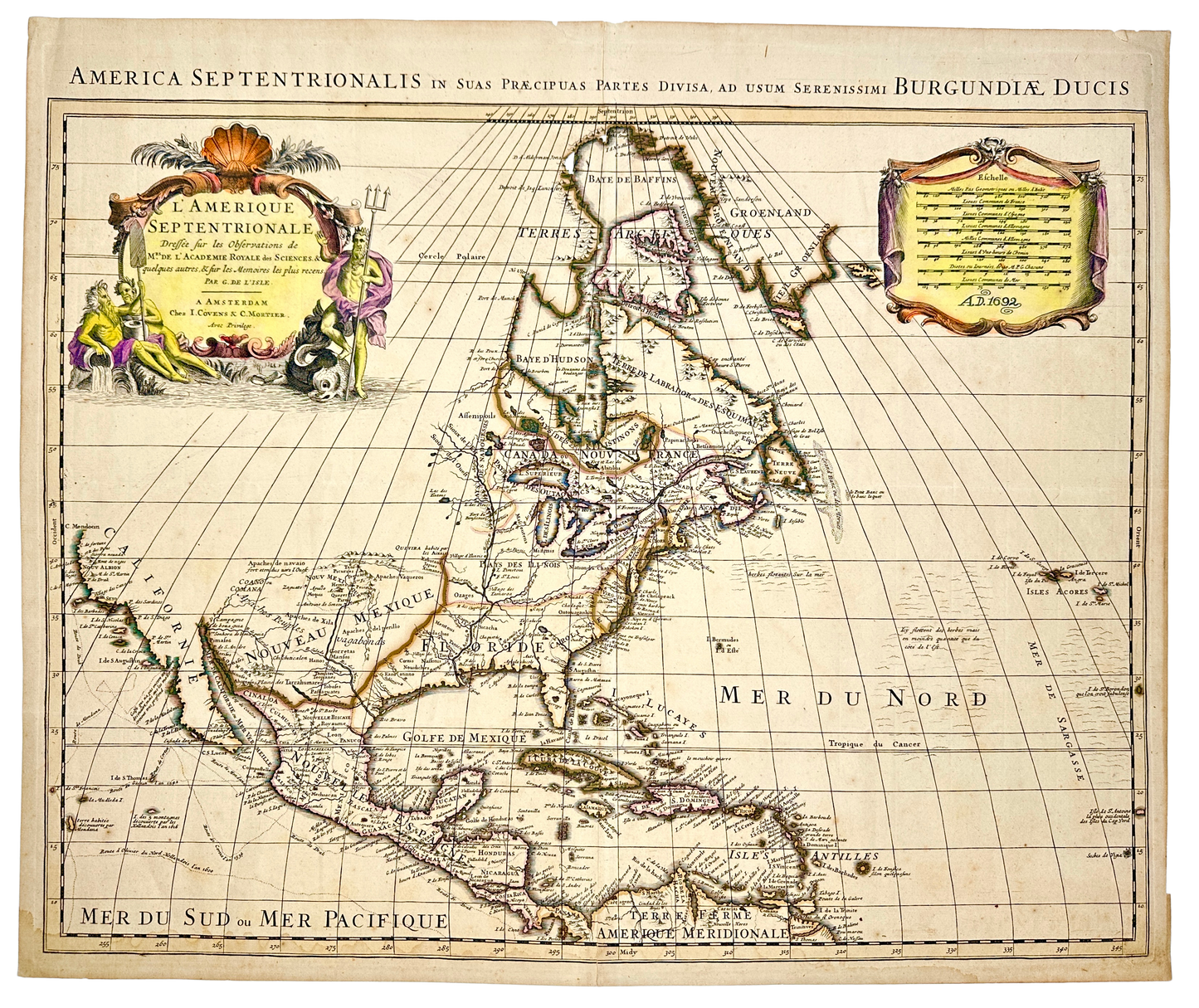<b>NORTH AMERICA 1730</b><br>L’Amerique Septentrionale Dresse sur la Observations de Mrs de l’Academie Royale des Sciences. & quelques autres. & fur les Memoires les plus recens. by Covens & Mortimer