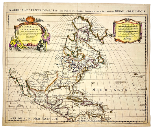L’Amerique Septentrionale Dresse sur la Observations de Mrs de l’Academie Royale des Sciences. & quelques autres. & fur les Memoires les plus recens. by Covens & Mortimer
