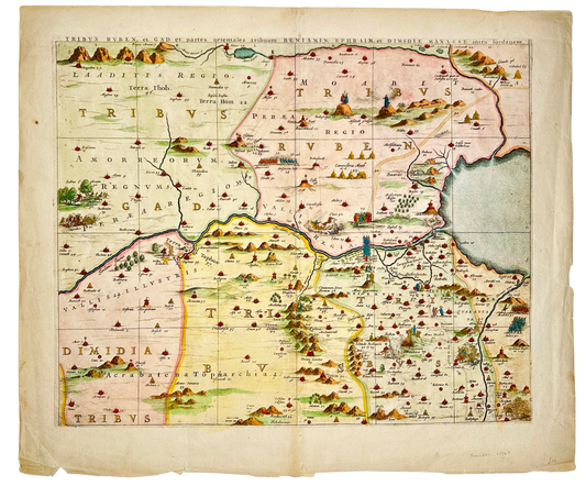 Tribus Ruben, et Gad et partes orientales tribuum Beniamin, Ephraim, et dimidiae Manasse intra Iordanem by Jan Jannson