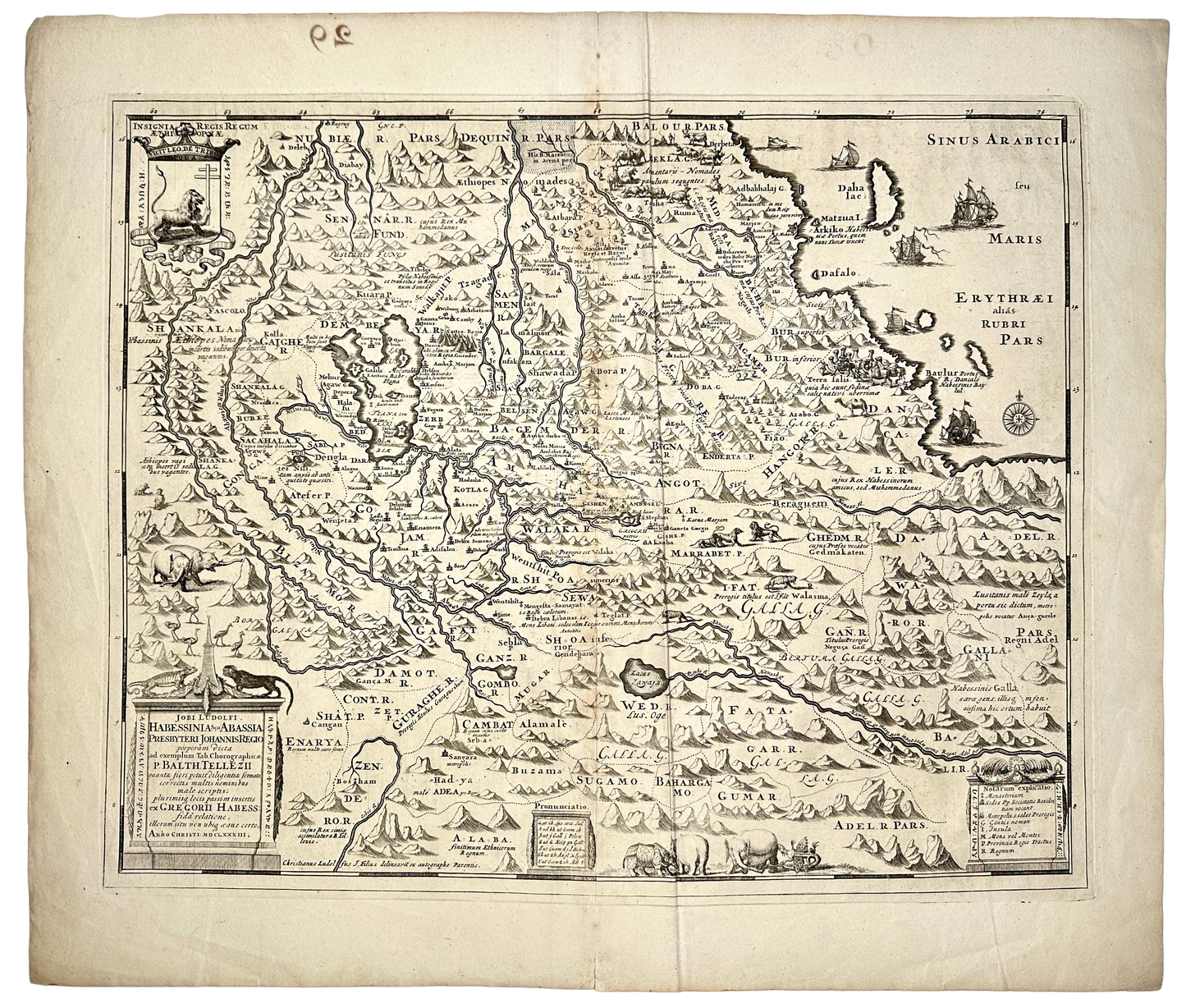 <b>ETHIOPIA 1683</b><br>Habessinia Seu Abassia Presbyteri Johannis Regio perperam dicta by Hiob Ludolfi