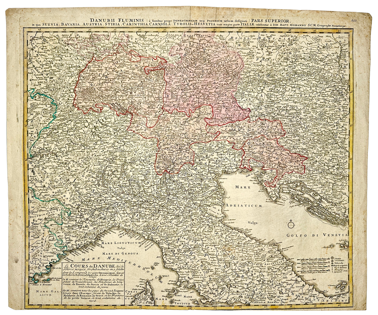 <b>DANUBE RIVER 1720</b><br>Danubii Fluminis...Pars Superior by Johann Baptist Homan