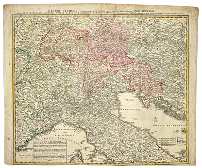 <b>DANUBE RIVER 1720</b><br>Danubii Fluminis...Pars Superior by Johann Baptist Homan