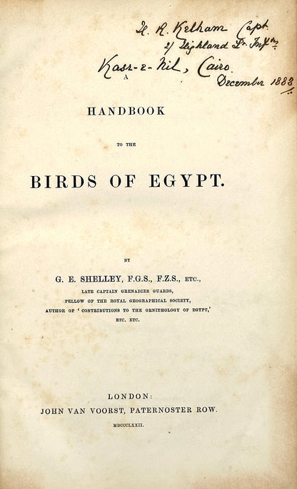 A Handbook to the Birds of Egypt by G.E. Shelley