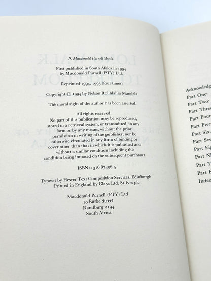 Long Walk to Freedom by Nelson Mandela (1995 Rugby World Cup Signed Copy)