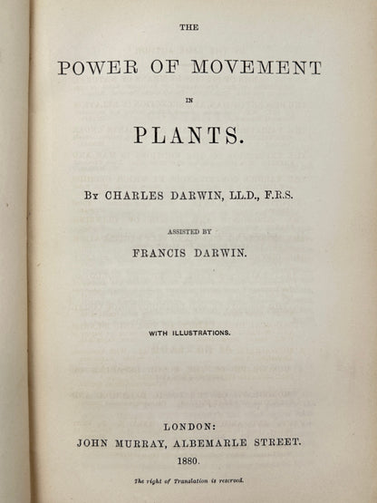 The Power of Movement in Plants by Charles Darwin (1st Edition)